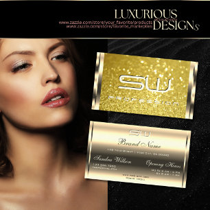 Cartão De Visita Iniciais Luxuriosos de Ouro Amarelo-Shimmery