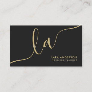 Cartão De Visita Iniciais modernas do monograma do preto chique