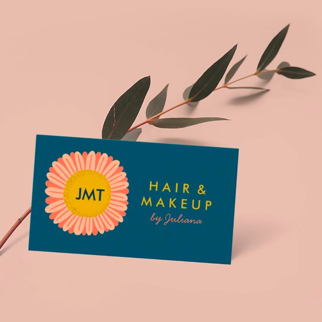 Cartão De Visita Iniciais PERSONALIZADOS Da Flor De Girassol (Criador carregado)