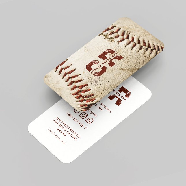 Cartão De Visita Iniciais Rustic Baseball Coach Monogramas (Baseball Coach Rustic Baseball Monogram Initials Business Card
)