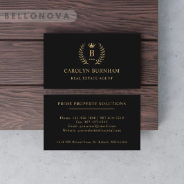 Cartão De Visita Inicial Personalizada & Nome Preto e Dourado Monog