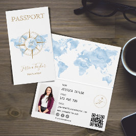 Cartão De Visita Inserir Foto do Mapa Mundial do Passport do Viagem
