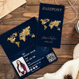 Cartão De Visita Inserir Foto do Mapa Mundial do Viagem Agent Passp