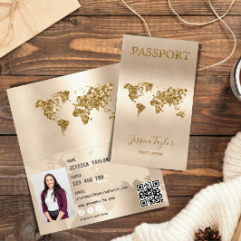 Cartão De Visita Inserir Foto do Mapa Mundial do Viagem Agent Passp