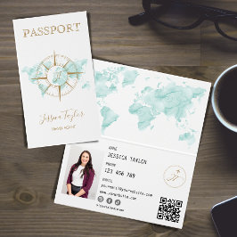 Cartão De Visita Inserir Foto do Mapa Mundial do Viagem Agent Passp