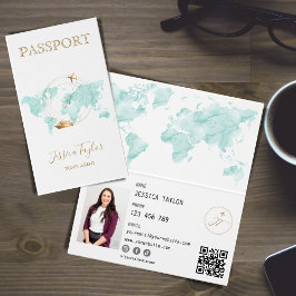 Cartão De Visita Inserir Foto do Mapa Mundial do Viagem Agent Passp