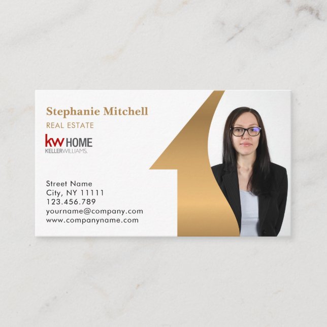 Cartão De Visita Inserir Photo Add Photo modelo Real Estate Agent (Frente)