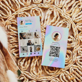 Cartão De Visita Instagram Código QR Holográfico Grade de 10 Fotos