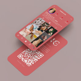 Cartão De Visita Instagram Coral Manicurista do Artista Nail Modern