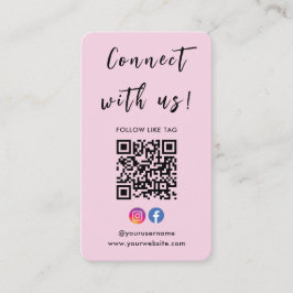 Cartão De Visita Instagram Facebook Qr Code Connect With Us Pink