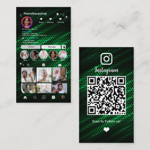Cartão De Visita Instagram Green Honeycomb Código QR Mídia Social