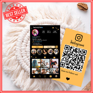 Cartão De Visita Instagram Hair Stylist Peach Código QR de Pêssego 