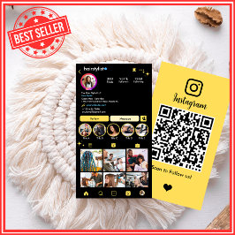 Cartão De Visita Instagram Hair Stylist Yellow QR Code Mídia Social