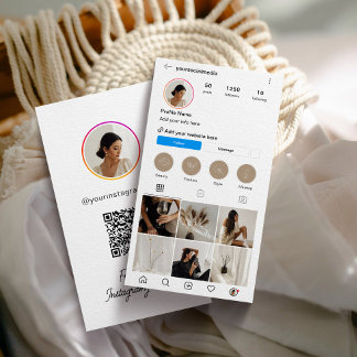 Cartão De Visita Instagram Leve Tema QR Código 7 Foto Mídia Social