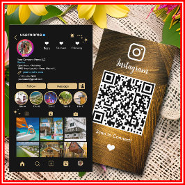 Cartão de Visita Instagram LUXO Metal Dourado e Pr