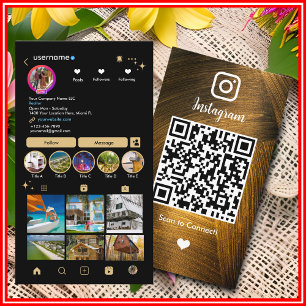 Cartão de Visita Instagram LUXO Metal Dourado e Pr