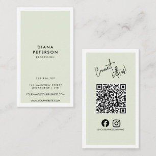 Cartão De Visita Instagram minimalista Código QR de Mídia Social do
