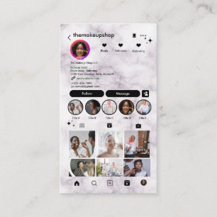 Cartão De Visita Instagram Moderno Mármore Código QR   Mídia Social