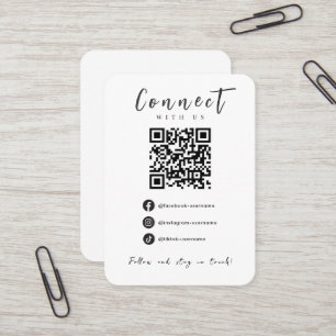 Cartão De Visita Instagram o Facebook Tiktok Código QR Branco moder