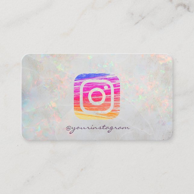 Cartão De Visita Instagram OpaI Holográfico Iridescente Elegante (Frente)