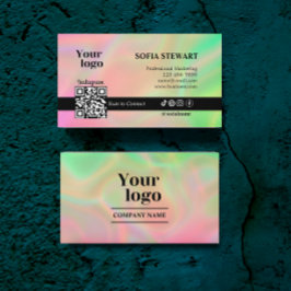 Cartão De Visita Instagram Qr Code Holographic Aestética Social