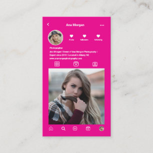 Cartão De Visita Instagram Qr Code Hot Pink do Instagram de Fotogra