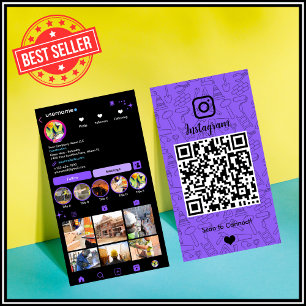 Cartão de Visita Instagram Roxo Construção   Códig