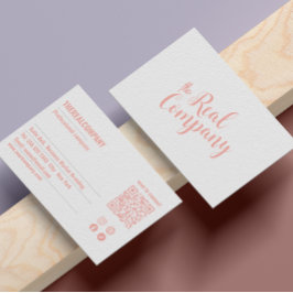 Cartão De Visita Instagram Siga-Nos Código Qr Script Rosa