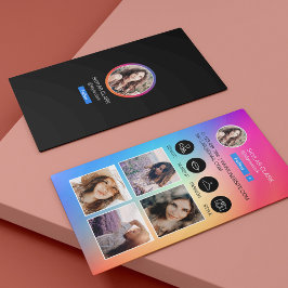 Cartão De Visita Instagram Social Me Siga Foto Grid Arco-íris