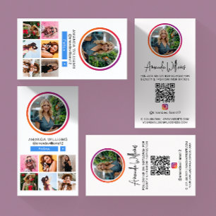 Cartão De Visita Instagram Social Media Sigam-me Foto Código QR