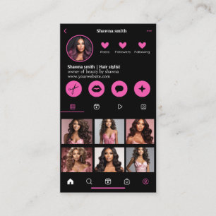 Cartão De Visita Instagram Tema Escuro Código QR 7 Foto Mídia Socia