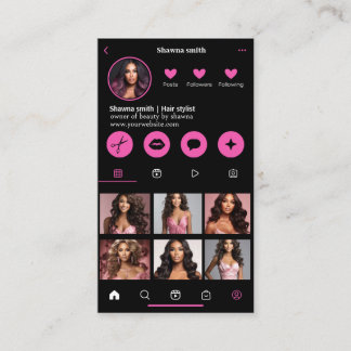 Cartão De Visita Instagram Tema Escuro Código QR 7 Foto Mídia Socia