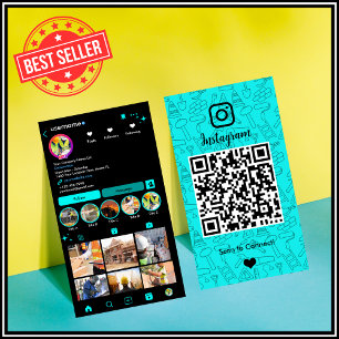 Cartão De Visita Instagram Turquois Código QR