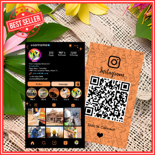 Cartão De Visita Instagrama de Construção de Construção Laranja   C