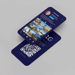 Cartão De Visita Instagrama de Monograma Azul Midnight do Realtor M