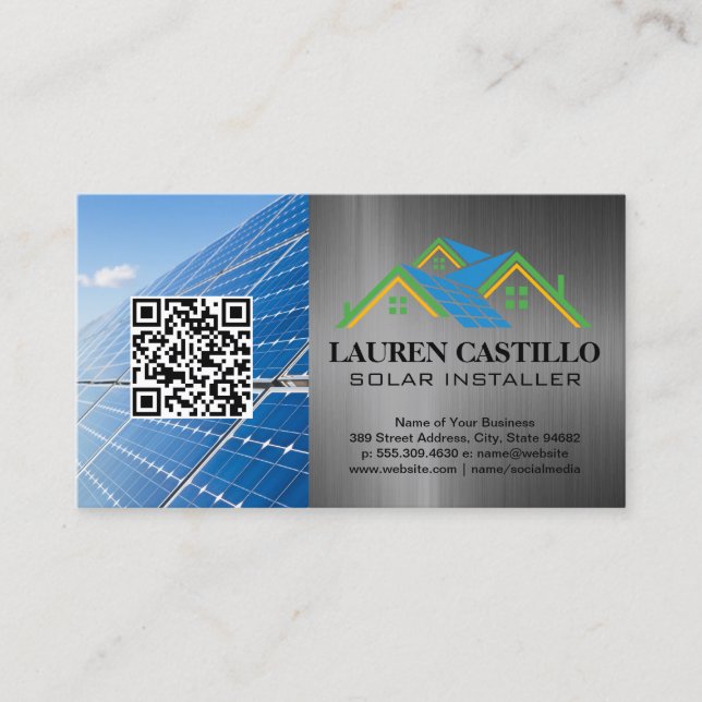 Cartão De Visita Instalação da Casa | Tecnologia | Energia (Frente)