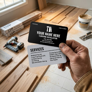 Cartão De Visita Instalação de Pisos Moderno Preto e Prata