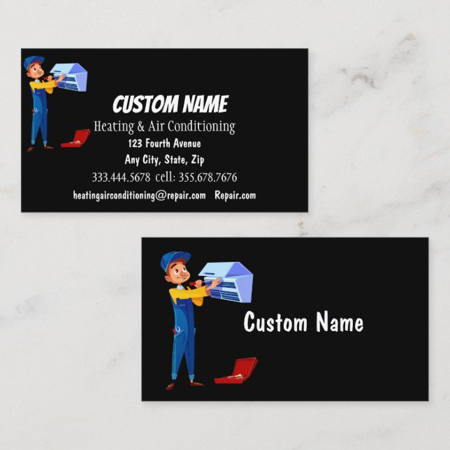 Cartão De Visita Instalação de reparo HVAC de aquecimento e ar cond (Frente/Verso)