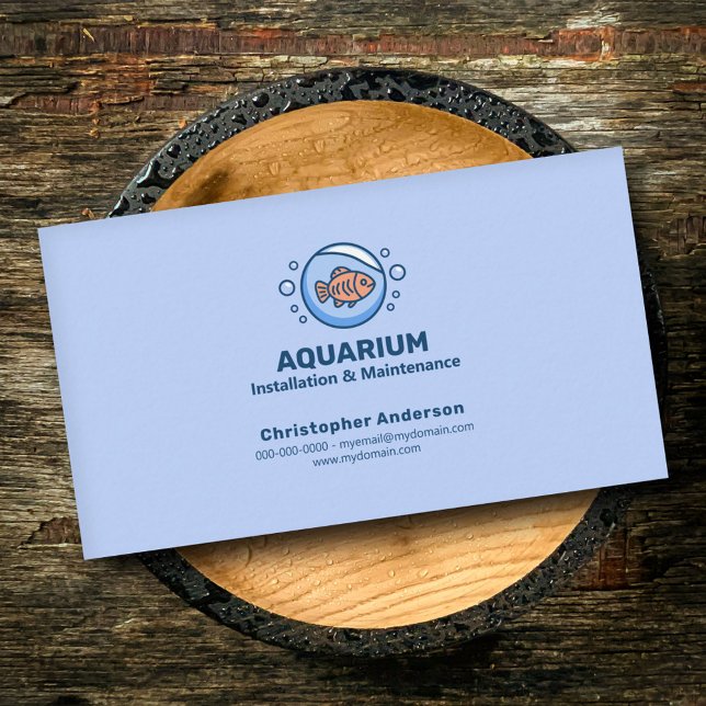 Cartão De Visita Instalação e manutenção do aquário - Fish Bowl - (Aquarium Installation & Maintenance - Fish Bowl - Business Card)