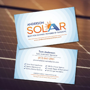 Cartão De Visita Instalação Moderna de Painel Solar Profissional