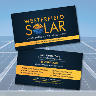 Cartão De Visita Instalação Moderna e Profissional de Painéis Solar