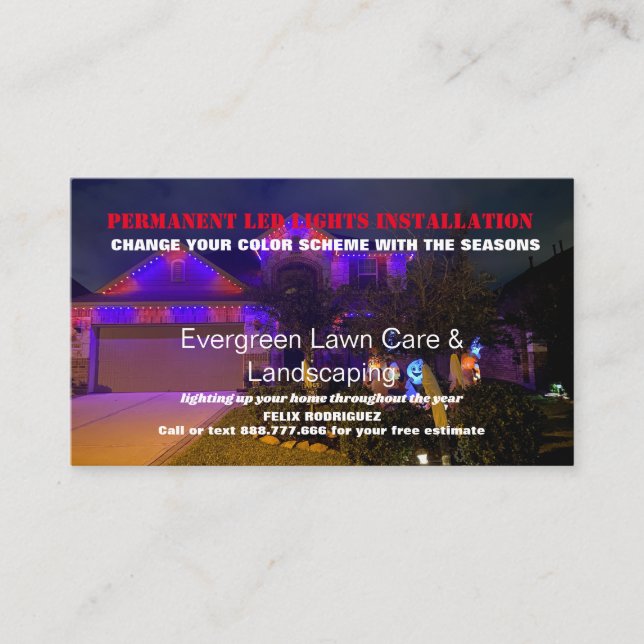 Cartão De Visita Instalação permanente de fotos de luz LED (Frente)