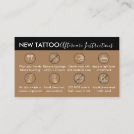 Cartão De Visita Instrução de Cuidados Pós-Tatuagem com Tema Marrom