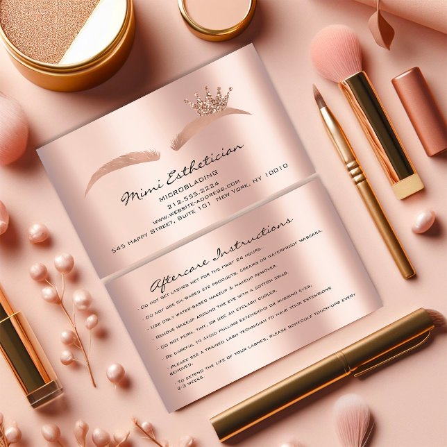 Cartão De Visita Instruções após cuidados de saúde Microlâmina de R (Aftercare Instructions Eyebrow Rose Microblade Business Card)