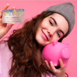 Cartão De Visita Instruções após cuidados Lash Rosa Hologrn Unicorn