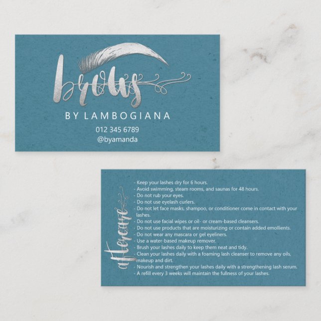 Cartão De Visita Instruções após o tratamento ・ Cinza azul de micro (Frente/Verso)