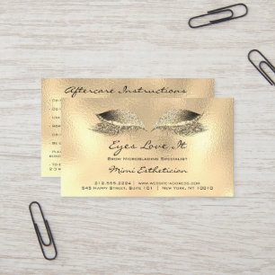 Cartão De Visita Instruções após o tratamento Lashes Dourado vid
