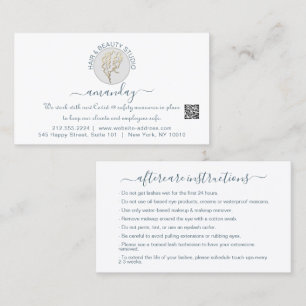 Cartão De Visita Instruções de acompanhamento Lash Logotipo branco 