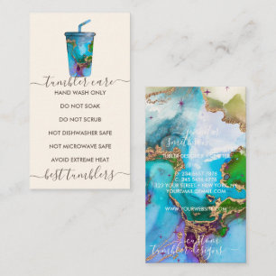 Cartão De Visita Instruções de Arte de Vinil Mug do Tumbler Care