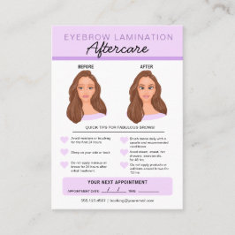 Cartão De Visita Instruções de Atenção à Laminação das sobrancelhas
